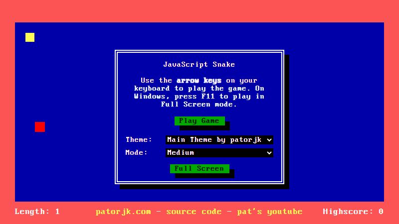 JavaScript Snake screenshot